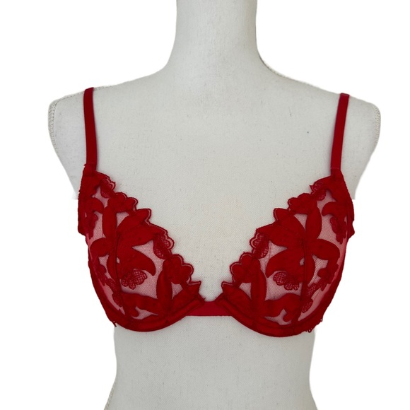 Victoria's Secret Other - New Victoria's Secret Woman’s Very Sexy Embroidered Red Bra, Sz 34B